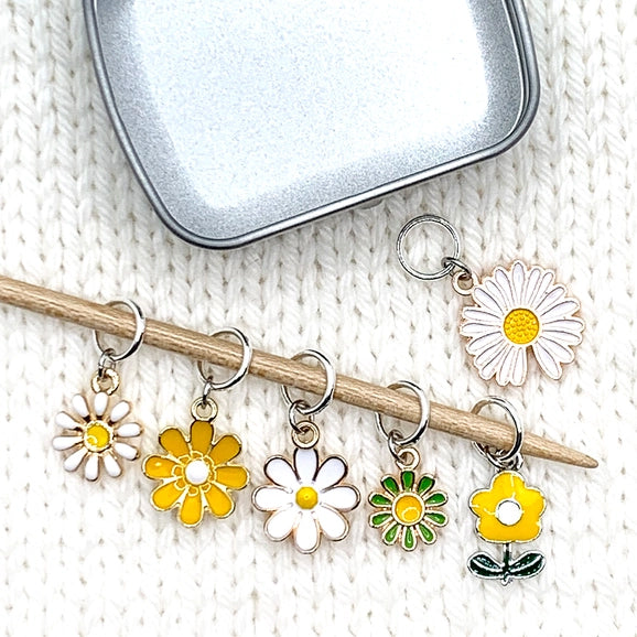 Daisies - Ring Stitch Markers by Pretty Warm