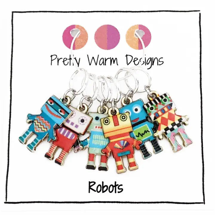 Robots - Ring Stitch Markers by Pretty Warm